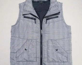 Puffer Vest Japanese Brand RE.NALTO Vest Plaid Zipper Vest