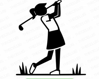 Woman Golfer SVG PNG DXF Files: Golf Vector Clipart for Cricut & Silhouette  (Digital Download)