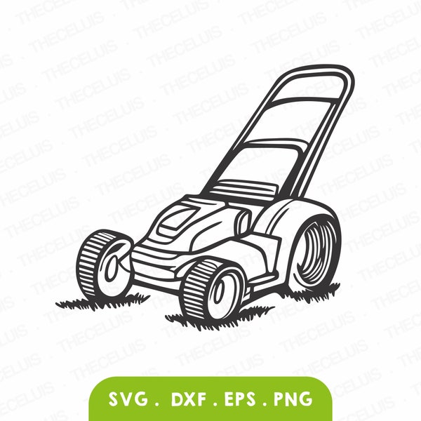 LAWN MOWER Svg, Eps, Dxf, Png - Vinyl Cutting File, Digital File, Clipart, Cricut, Silhouette Cameo, Instant Download