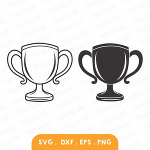 TROPHÄE Umriss SVG, Dxf, Eps, Png Dateien - Vinyl Schneiden, Gravieren, Drucken, Trophäe Silhouette Clipart, Champion Cricut, Sofort Download