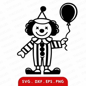 CLOWN Svg, Dxf, Eps, Png File - Archivo de corte de vinilo, Archivo digital de comediante, Circus Clipart, Cricut, Silhouette Cameo, Descarga instantánea