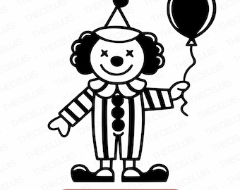 Clown SVG DXF PNG File for Cricut Silhouette - Vinyl Cutting, Laser Engraving, Circus Clipart