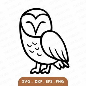 BARN OWL Svg, Eps, Dxf, Png Files - Vinyl / Sticker Cutting, Engraving, Printing, Bird Clipart, Cricut, Silhouette Cameo, Instant Download