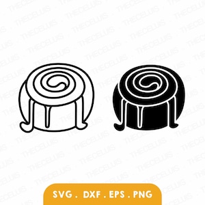 CINNAMON ROLL Svg, Eps, Dxf, Png - Vinyl Cutting Sweet Roll Engraving, Printing, Cinnamon Bun Clipart, Cricut, Silhouette, Instant Download
