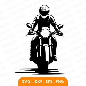 Jazda motocyklem Svg, Eps, Dxf, Png - plik do cięcia winylu, cyfrowy plik motocykla, motocyklista Clipart, Cricut, sylwetka, natychmiastowe pobieranie