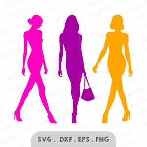 Archivos Svg, Eps, Dxf, Png de modelos de pasarela: archivo de corte de vinilo, archivo digital de modelado, imágenes prediseñadas de modelos, Cricut, silueta, descarga instantánea