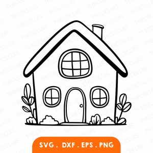 HAUS SVG, Dxf, Eps, Png Datei - Vinyl Schneidedatei, Digitale Datei für Haus, Cottage Haus Clipart, Cricut, Silhouette Cameo, Sofort Download