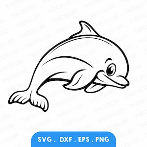 DELFINO Svg, Dxf, Eps, File PNG - File di taglio vinile, File digitale pesce, Clipart vita marina, Cricut, Silhouette Cameo, Download immediato