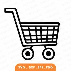 ショッピングカート SVG、DXF、EPS、PNG ファイル - ビニール カッティング ファイル、デジタル ファイル、アイコン クリップアート、Cricut、Silhouette Cameo、即時ダウンロード