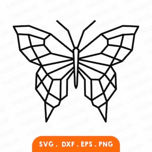 BUTTERFLY 幾何学的多角形 - ビニール カッティング ファイル、SVG、DXF、Eps、Png、デジタル ファイル、Cricut、Silhouette Cameo、即時ダウンロード