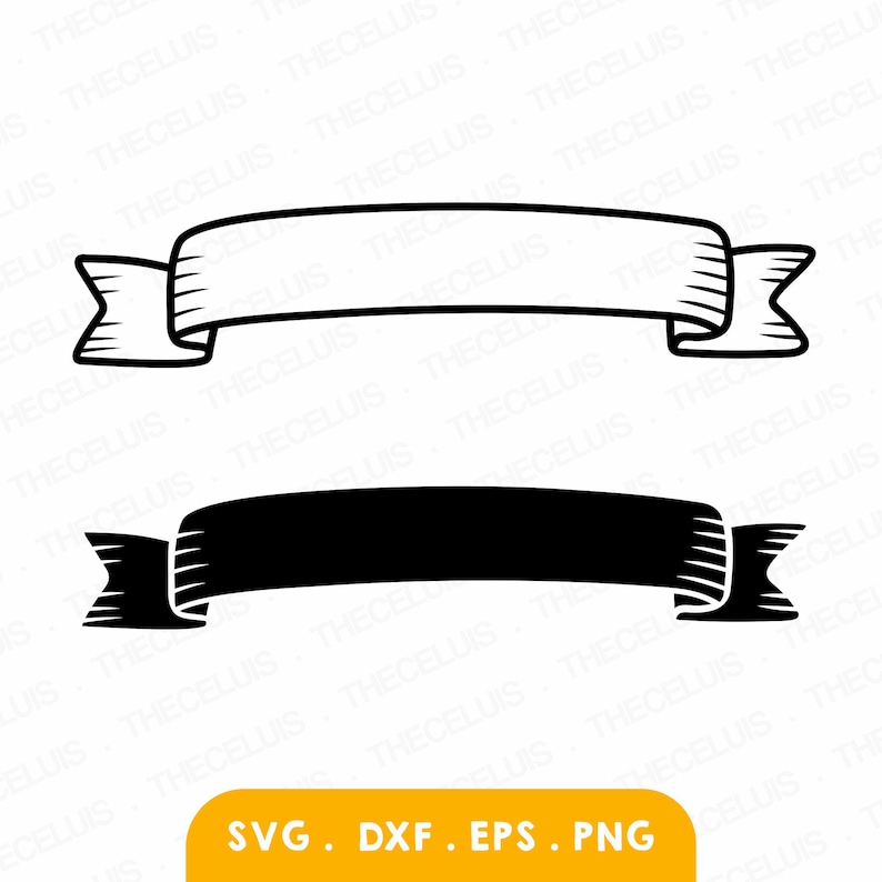 Blank Banner Outline SVG PNG DXF Files: Ribbon Clipart for Cricut ...