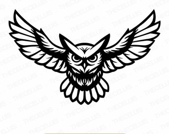 FLYING OWL Svg, Eps, Dxf, Png File - Cutting File, Fly Digital File, Bird Clipart, Cricut, Silhouette Cameo, Instant Download