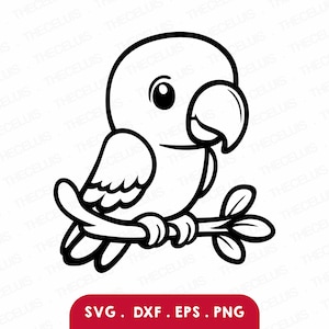 Archivos Svg, Dxf, Eps, Png de LORO: archivo de corte de vinilo, archivo digital de aves, imágenes prediseñadas de guacamayos, Cricut, Silhouette Cameo, descarga instantánea
