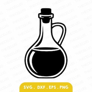 Olive Oil Bottle SVG: Cutting File, T-shirt Design (digital