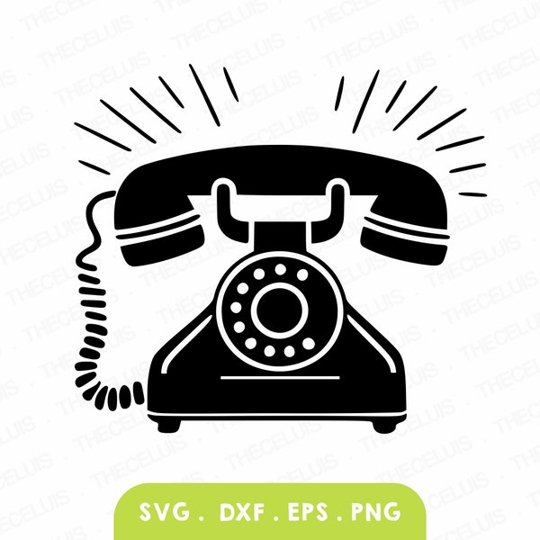 TÉLÉPHONE Fichiers Svg, Dxf, Eps, Png - fichier de découpe vinyle, clipart téléphone vintage, Cricut, camée Silhouette, téléchargement immédiat