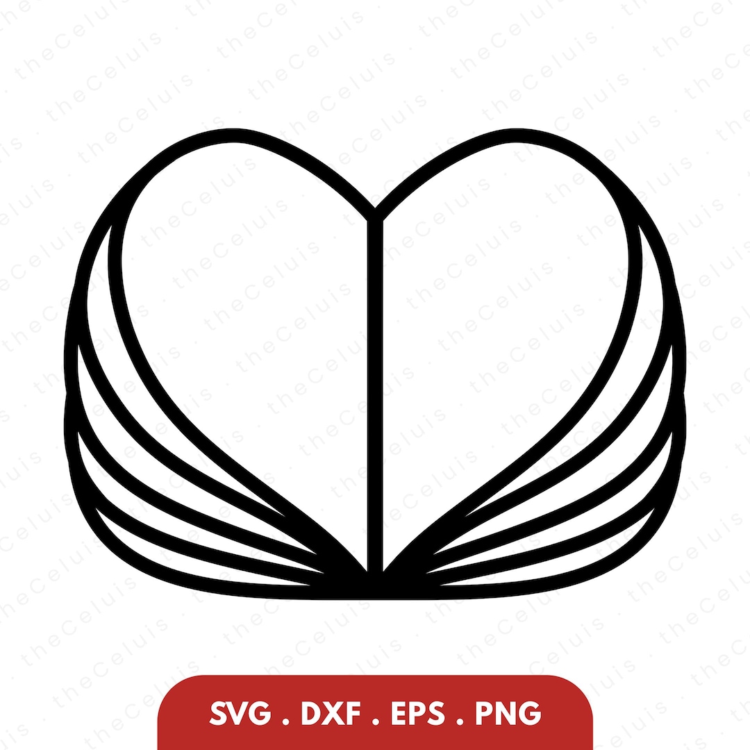Heart-shaped Open Book SVG DXF PNG File for Cricut Silhouette - Vinyl ...