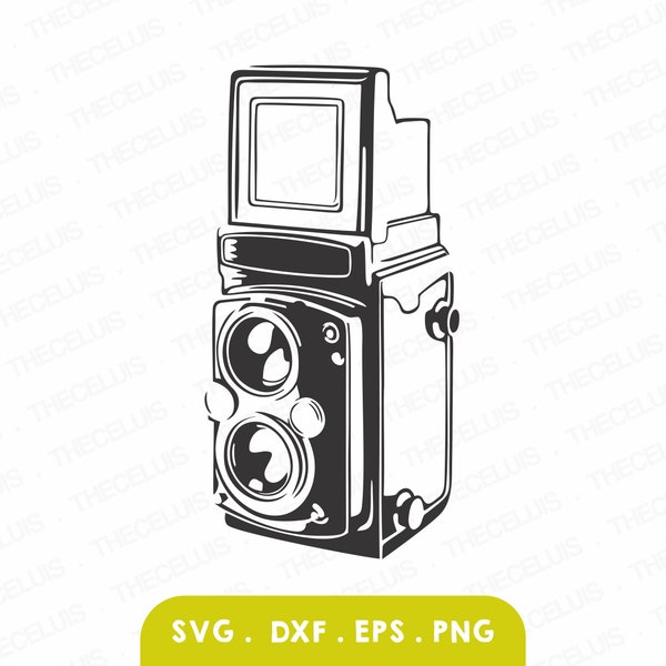 Twin-lens Reflex Camera SVG, Eps, Dxf, Png - TLR Vinyl Cutting File, Vintage Camera Digital File, Film Camera Clipart, Cricut, Silhouette