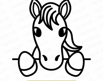 Peeking Horse SVG PNG DXF Files for Cricut, Silhouette - Cutting, Engraving: Funny Animal Clipart
