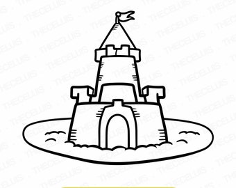 Sandcastle SVG DXF PNG File for Cricut Silhouette - Cutting, Engraving, Beach Clipart
