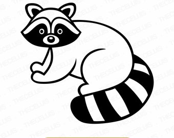 Raccoon SVG  DXF PNG File for Cricut Silhouette - Cutting, Engraving: Woodland Animal Clipart