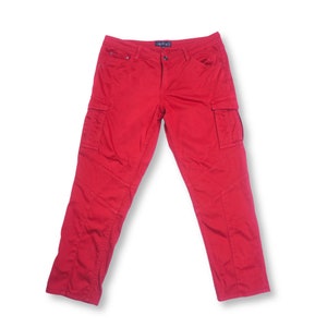 INDIVI Low Rise Red Slim Cargo Pants - Japanese Brand