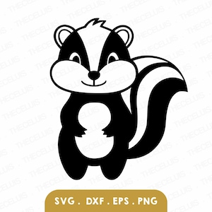 STANDING SKUNK Svg Eps Dxf Png Files - Vinyl Cutting Skunk Engraving Cute Animal Clipart, Skunk file for Cricut Silhouette, Instant Download