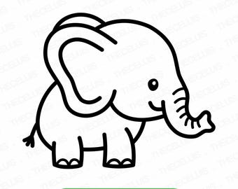 Olifant zijprofiel Svg, Dxf, Eps, Png-bestand - vinyl snijden, gravure, afdrukken, dierlijk beeldverhaal, Cricut, silhouet, Instant Download