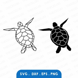 SEA TURTLE Geometric Polygonal - Svg, Dxf, Eps, Png files - Vinyl Cutting, Engraving, Printing, Sealife Clipart, Cricut, Silhouette Cameo
