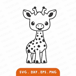 LITTLE GIRAFFE Svg Dxf Eps Png Files Giraffe Clipart Cute Giraffe File for Cricut & Silhouette Kids Animal Engraving Vector Digital Download