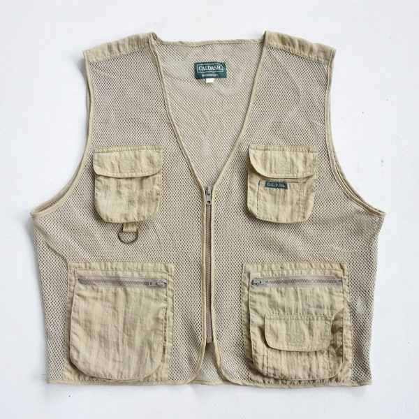 CALDASH Beige Multi Pockets Mesh Vest