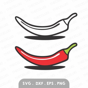 CHILI Svg Dxf Eps Png Files - Vinyl Cutting Chilli Engraving, Chili Layered SVG, Spicy Clipart, Chile Digital File for Cricut & Silhouette