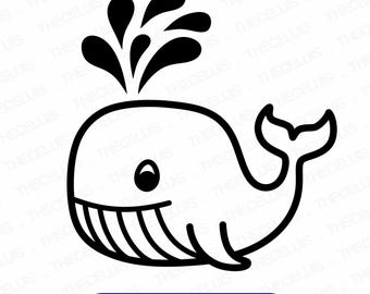 Whale SVG DXF PNG File for Cricut Silhouette - Cutting, Engraving, Sealife Clipart