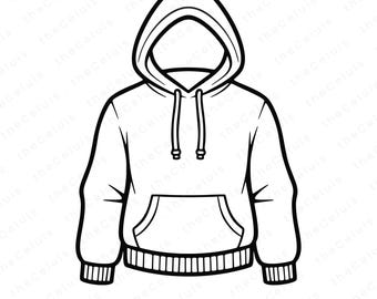Hoodie SVG PNG Files: Hooded Sweatshirt Outline for Cricut Silhouette (Instant Download)