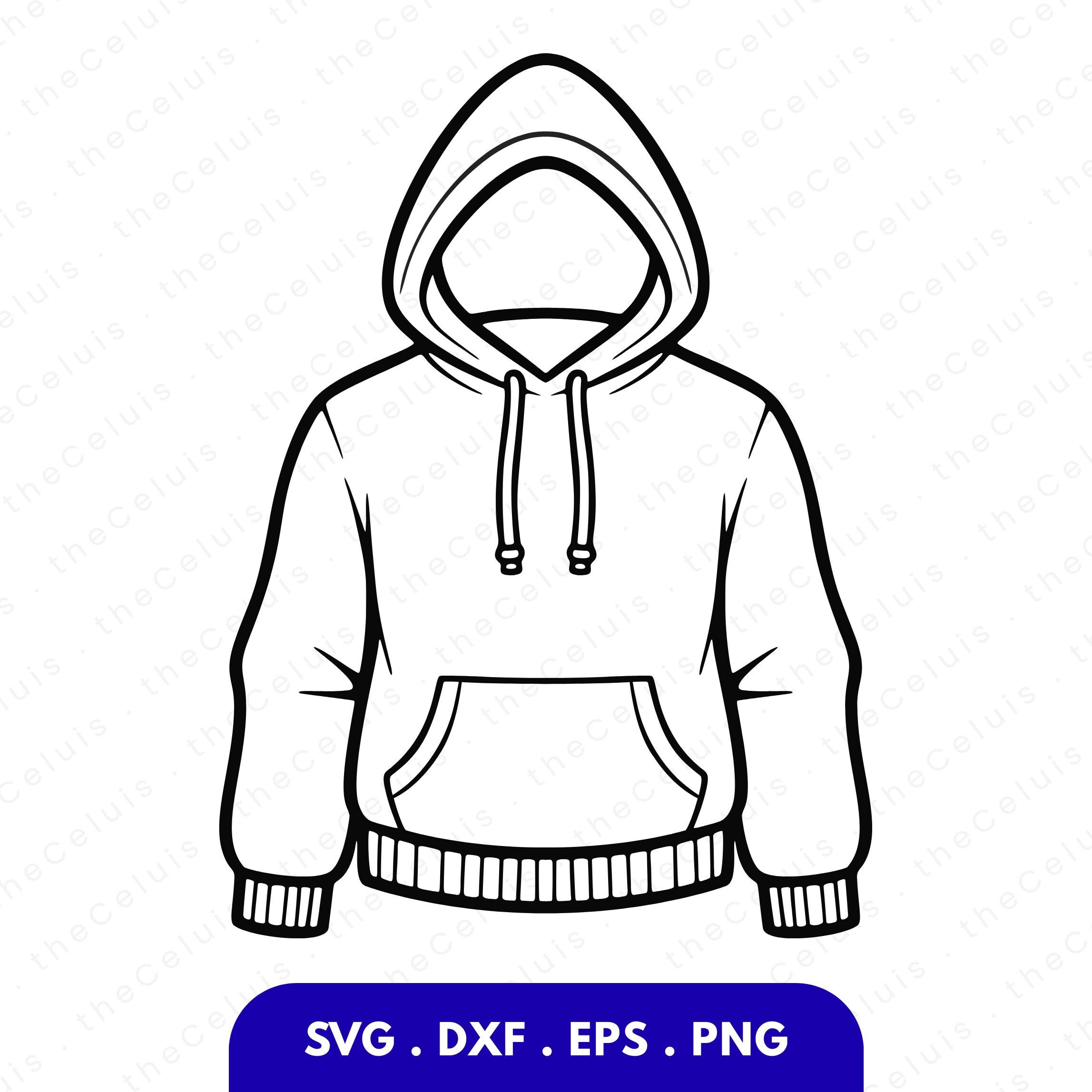 Hoodie SVG PNG Files: Hooded Sweatshirt Outline for Cricut