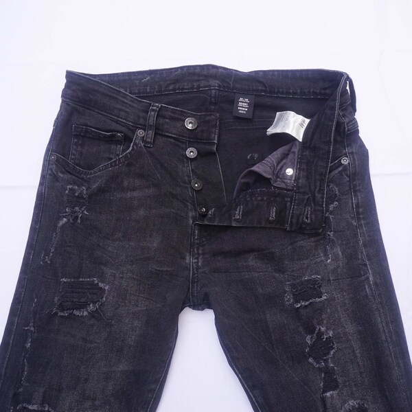 H&M Skinny Low Waist Ripped and Distressed Button fly Jeans