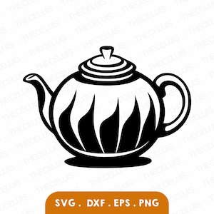 Tekanna SVG DXF PNG-fil för Cricut Silhouette - Skärning, Lasergravering, Tekanna Clipart