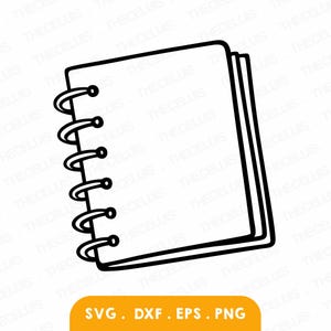 Bloco de notas Svg, Dxf, Eps, arquivo PNG - arquivo de corte de vinil, arquivo digital de papelaria, clipart de caderno, Cricut, Silhouette Cameo, download instantâneo