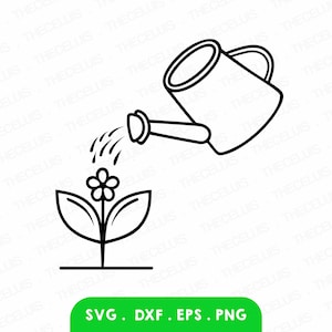 Arrosage des plantes Svg, Dxf, Eps, Png File - Fichier de découpe vinyle, Fichier numérique, Jardinage Clipart, Cricut, Silhouette Cameo, Téléchargement instantané