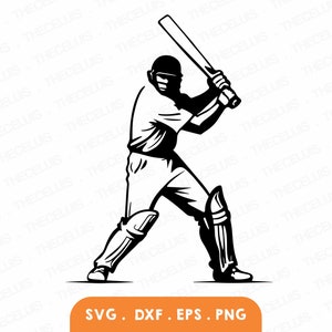 CRICKET Svg, Dxf, Eps, Png Plik - Plik do cięcia winylu, Plik cyfrowy, Clipart sportowy, Cricut, Sylwetka Cameo, Natychmiastowe pobieranie