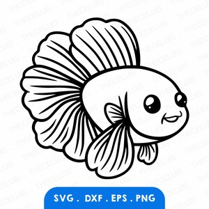 BETTA FISH Svg, Dxf, Eps, Png File - Vinyl Cutting, Printing, Animal Cartoon, Siamese Fighting Fish, Cricut, Silhouette, Instant Download