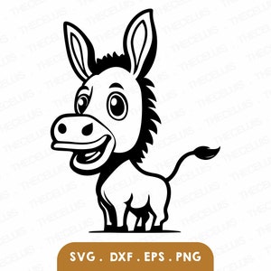 DONKEY Svg, Dxf, Eps, Png File - Vinyl Cutting File, Digital File, Animal Cartoon Clipart, Cricut, Silhouette Cameo, Instant Download