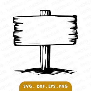 Panneau en bois vierge fichiers Svg, Dxf, Eps, Png - vinyle / découpe d'autocollants, impression, clipart de signalisation en bois, Cricut, Silhouette, téléchargement immédiat