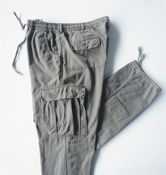 Army Green Drawstring Baggy Cargo Pants Etsy UK