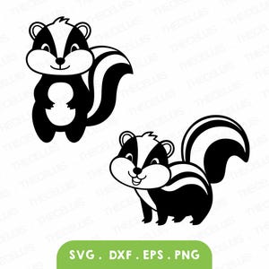 SKUNK Svg Eps Dxf Png Files - Vinyl Cutting Skunk Engraving Cute Animal Cartoon Clipart Skunk file for Cricut & Silhouette, Instant Download