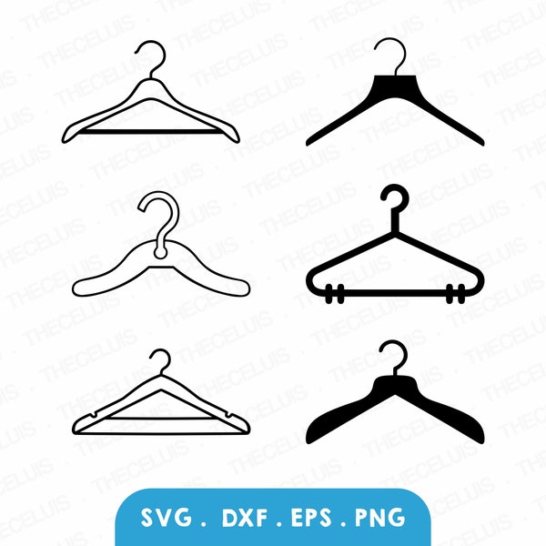 CLOTHES HANGER Svg, Eps, Dxf, Png Files - Cutting File, Hanger Digital File, Coat Hanger Clipart, Cricut, Silhouette Cameo, Instant Download