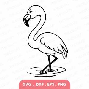 FLAMINGO Svg, Dxf, Eps, Png Files - Vinyl Cutting File, Digital File, Bird Clipart, Cricut, Silhouette Cameo, Instant Download