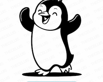 Penguin SVG DXF PNG File for Cricut Silhouette - Cutting, Engraving, Printing Animal Clipart