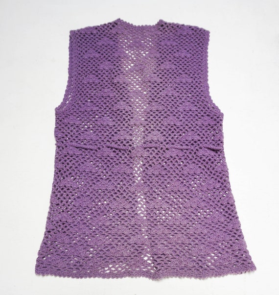 Crochet Purple Knit Vest Cloud Pattern with Draws… - image 5