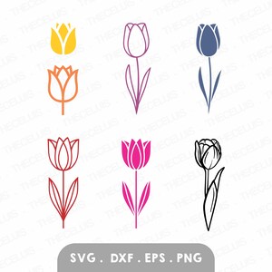 TULP Svg-, Eps-, Dxf-, Png-bestanden - Vinyl snijden bestand, bloem digitaal bestand, Tulp bundel Clipart, Cricut, Silhouette Cameo, Instant Download