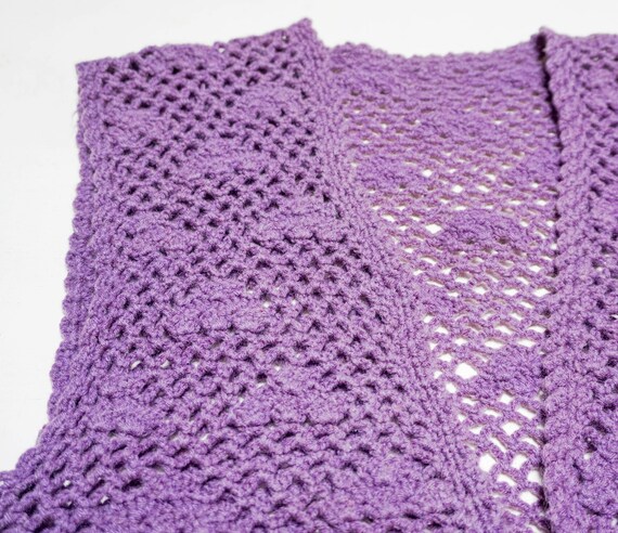 Crochet Purple Knit Vest Cloud Pattern with Draws… - image 4